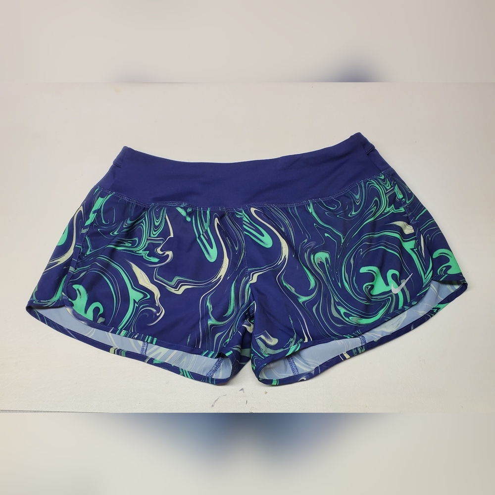 Nike Shorts Women Small Blue Green Running Workout Gym Lined Dri Fit